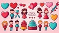 Set of elements for Valentine's Day Royalty Free Stock Photo