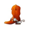 Set of elements of the Wild West. The equipment of cowboys. Boots with spurs. Royalty Free Stock Photo