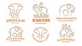 Set elephant logo - vector illustration, emblem