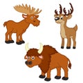 Set of with elk, deer, bison