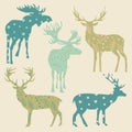Set of elks and reindeer.