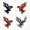 Dynamic Eagle Logo Silhouettes In Various Colors Royalty Free Stock Photo