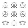 Set emblems billiard club, vector illustration. Royalty Free Stock Photo