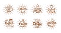 The set of emblems about the coffee day. The lettering slogans