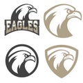 Set of emblems with eagles head. Sport team mascot. Royalty Free Stock Photo