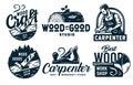 Set of carpentry emblems for wood carving joiner