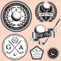 Set of emblems to topic golf game