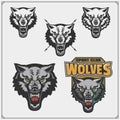 Set of emblems with wolves. Royalty Free Stock Photo