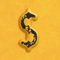 set of embossed black numbers and symbols on yellow background, 3d rendering, dollar symbol