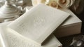 A set of embossed monogrammed note sheets exuding a timeless charm for personalized correspondence