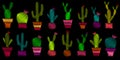 Set of embroidered cacti.