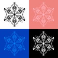 Set of 4 embroidered snowflakes. Merry Christmas! Winter holiday.