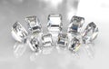 Set of emerald cut white diamonds Royalty Free Stock Photo