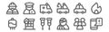 Set of 12 emergencies icons. outline thin line icons such as emergency, ill, building, police car, ambulance, police officer