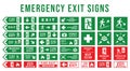 Set of emergency exit signs. Evacuation and relocation of people to safety. Vector illustration on a white background Royalty Free Stock Photo