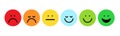 Set of Emoji Colored Flat Icons. Vector Set of Emoticons. Sad and Happy Mood Icons. Royalty Free Stock Photo