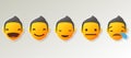 Set of Emoji Colored Flat Icons. Vector Set of Emoticons. Sad and Happy Mood Icons. Social smile expression collection. Royalty Free Stock Photo