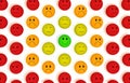 Set of emoji emoticons with sad, happy, angry and disheartened mood, customer service rating, satisfaction survey, customer