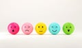 Set of emoji emoticons with sad and happy mood, evaluation, Increase rating, Customer experience, Satisfaction and best excellent