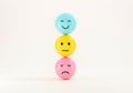 Set of emoji emoticons with sad and happy mood, evaluation, Increase rating, Customer experience, Satisfaction and best excellent