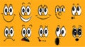 A set of emoji, a set of emotions of funny faces with big eyes with different emotions: joy, sadness, fear, surprise, smile, cry,