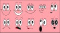 A set of emoji, a set of emotions of funny faces with different emotions, joy, sadness, fear, surprise, smile, cry, doubt on a pin Royalty Free Stock Photo