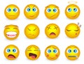 Set of Emoji face emotion icons . Vector illustration. Royalty Free Stock Photo