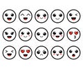 Set of emoji. Kawai outline faces. Cute moticons. Flat smileys. Vector illustration Royalty Free Stock Photo