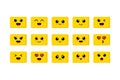 Set of emoji. Kawai yellow faces. Cute emoticons. Flat smileys. Vector illustration.