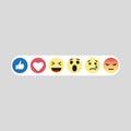 Set emoji like social icon. Button for expressing social smileys. Flat vector illustration