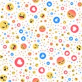 Set emoji like social icon. Button for expressing social smileys. Vector seamless pattern flat illustration EPS 10. Royalty Free Stock Photo