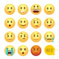 Set of Emoji. Smile icons isolated vector illustration on white background.