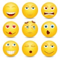 Set of emoji. Smileys vector set. Isolated vector illustration
