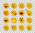 Set of emoji on the transparent background. Emoticon icon