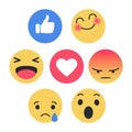 Set of Emoticon with Flat Design Style, social media reactions