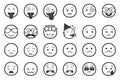 Set of emoticon smiley icons. Cartoon Emoji Set with smile, sad, happy, and flat emotion