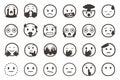 Set of emoticon smiley icons. Cartoon Emoji Set with smile, sad, happy, and flat emotion