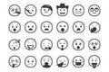 Set of emoticon smiley icons. Cartoon Emoji Set with smile, sad, happy, and flat emotion