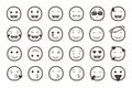 Set of emoticon smiley icons. Cartoon Emoji Set with smile, sad, happy, and flat emotion