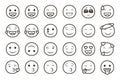 Set of emoticon smiley icons. Cartoon Emoji Set with smile, sad, happy, and flat emotion in line art style