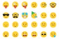 Set of emoticon smiley icons. Cartoon Emoji Set with smile, sad, happy, and flat emotion in flat style Royalty Free Stock Photo