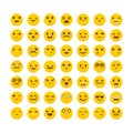 Set of emoticons. Cute emoji icons. Big collection with different expressions. Avatars. Flat design Royalty Free Stock Photo