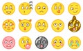 Emoji icons. Funny faces with different emotions. Isolated. Vector illustration. Royalty Free Stock Photo