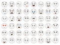 Set of Emoticons. Emoji. Cartoon faces set. Angry, laughing, smiling, crying, scared and other expressions. Smile icons. Isolated