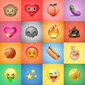 Set of emoticons, emoji, colorful background Royalty Free Stock Photo