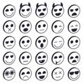 Set of Emoticons. Emoji icons collection. Smile funny faces. Royalty Free Stock Photo