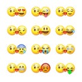 Set of emoticons, emoji isolated on white Royalty Free Stock Photo