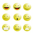 Set of Emoticons Emoji Smile icons vector illustration on white background Royalty Free Stock Photo