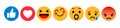 Set of Emoticons. Emoji social network reactions icon. Yellow smilies, set smiley emotion, by smilies, cartoon emoticons