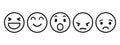 Set of Emoticons. Emoji social network reactions icon. Yellow smilies, set smiley emotion, by smilies, cartoon emoticons - vector Royalty Free Stock Photo